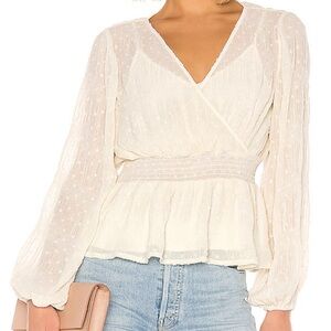 Line and dot revolve Kate Chiffon Overlay Top in Ivory blouse size large nwt